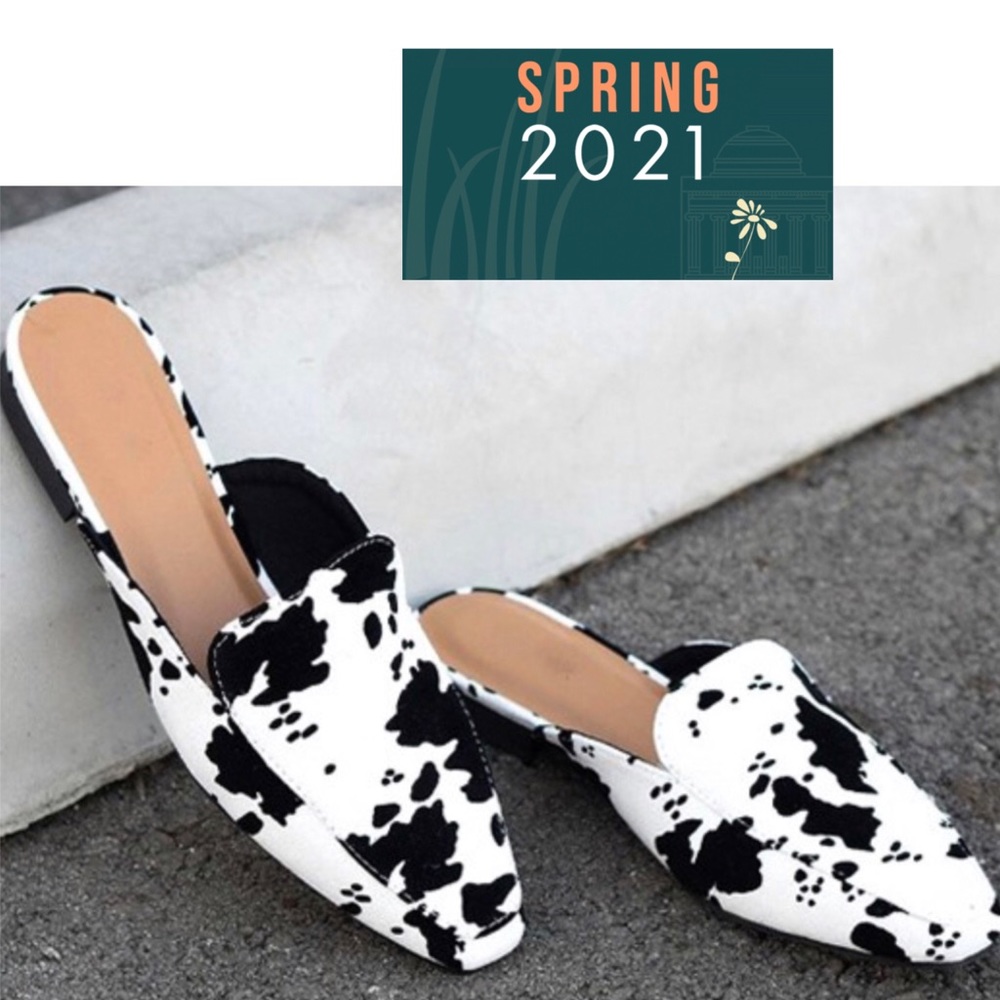 Cow Print Faux Suede Mule - Picture 3 of 15